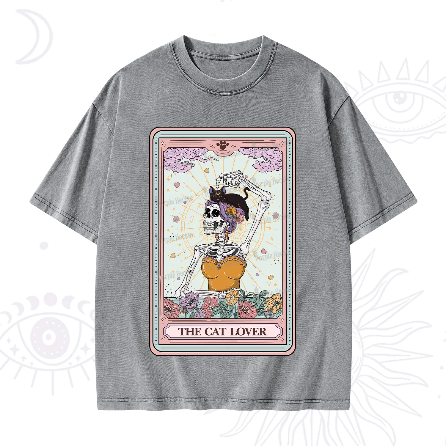 Purplehecate The Cat Lover Tarot Washed T-Shirt