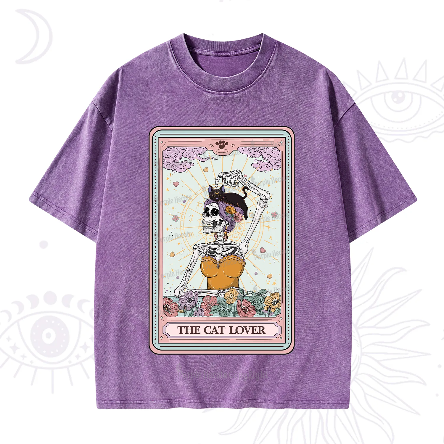 Purplehecate The Cat Lover Tarot Washed T-Shirt