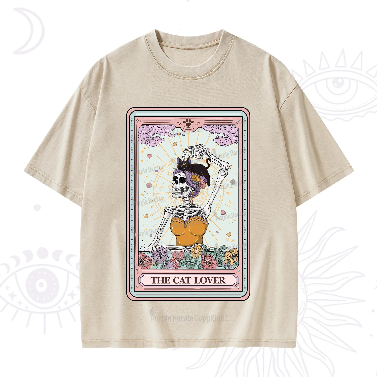 Purplehecate The Cat Lover Tarot Washed T-Shirt