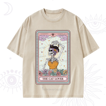 Purplehecate The Cat Lover Tarot Washed T-Shirt