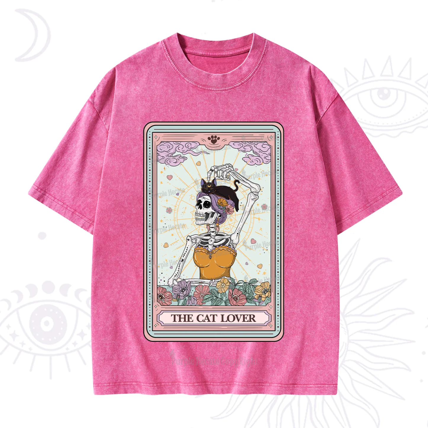 Purplehecate The Cat Lover Tarot Washed T-Shirt