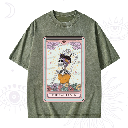 Purplehecate The Cat Lover Tarot Washed T-Shirt