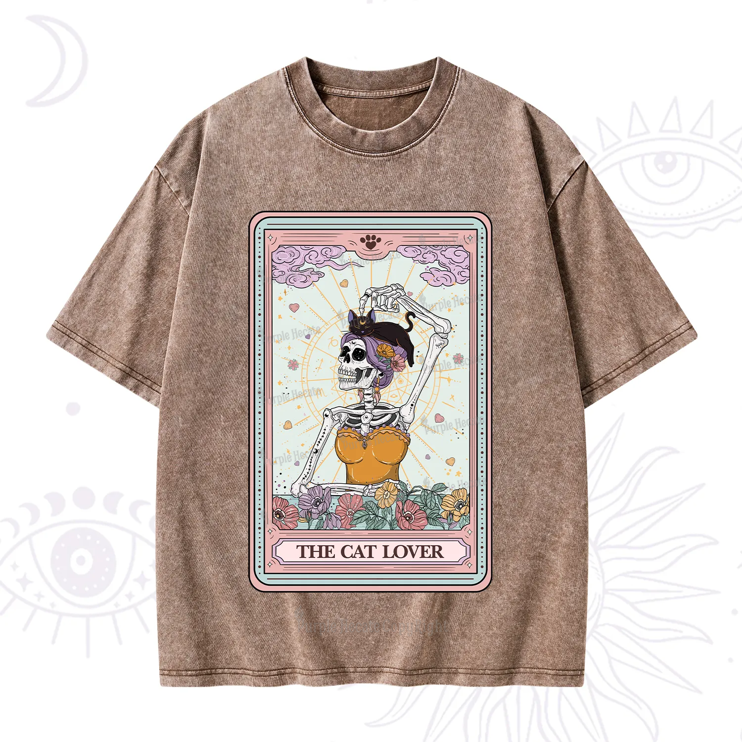 Purplehecate The Cat Lover Tarot Washed T-Shirt