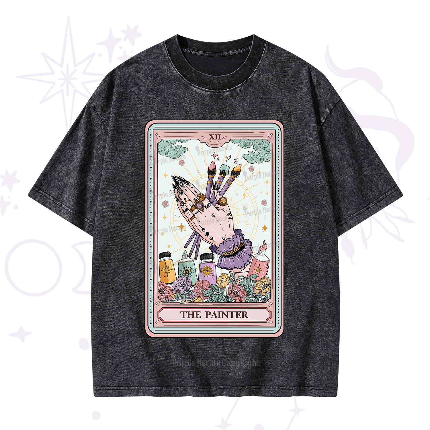 Purplehecate The Occult Painter Tarot Washed T-Shirt