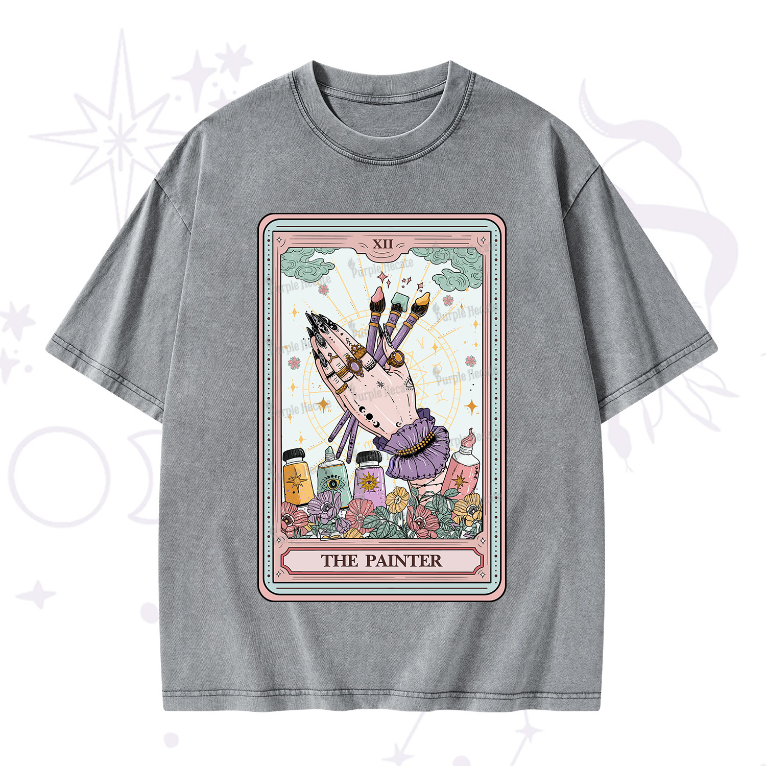 Purplehecate The Occult Painter Tarot Washed T-Shirt