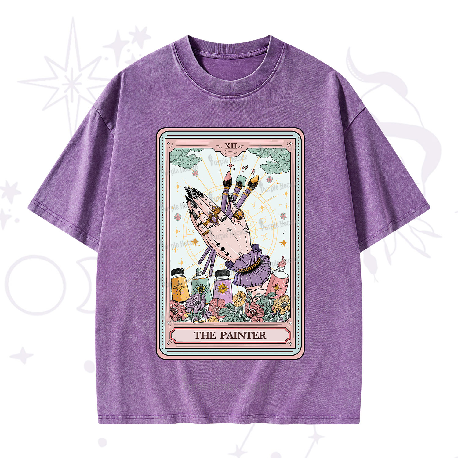 Purplehecate The Occult Painter Tarot Washed T-Shirt