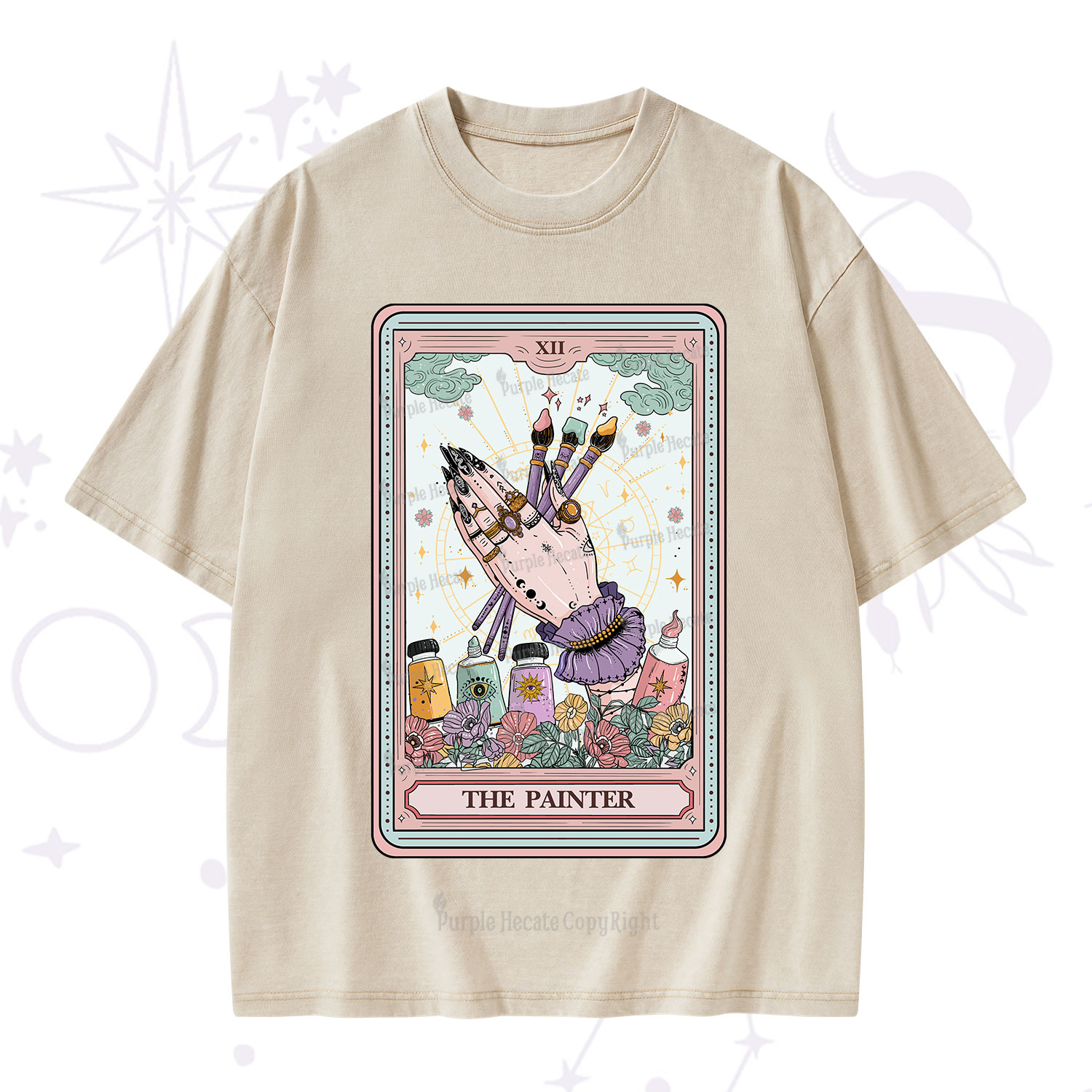 Purplehecate The Occult Painter Tarot Washed T-Shirt