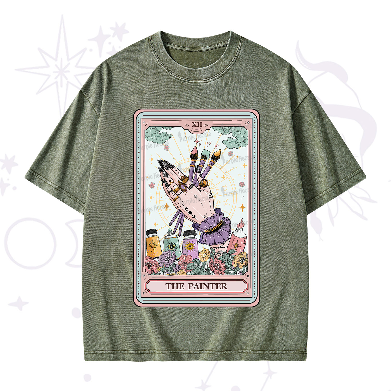 Purplehecate The Occult Painter Tarot Washed T-Shirt