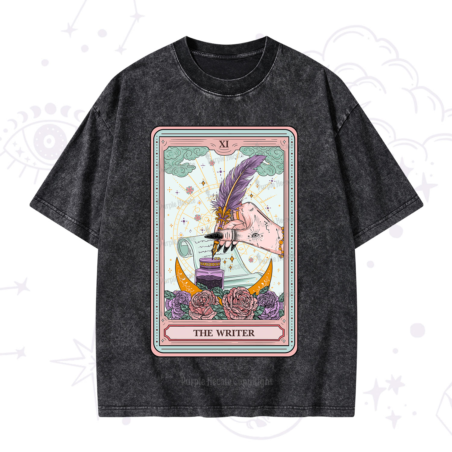 Purplehecate The Writer Tarot Washed T-Shirt