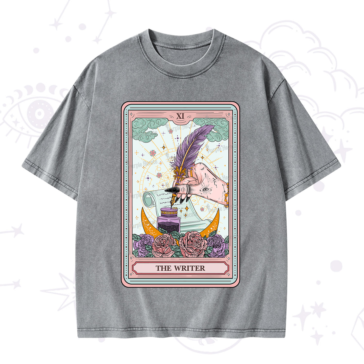 Purplehecate The Writer Tarot Washed T-Shirt