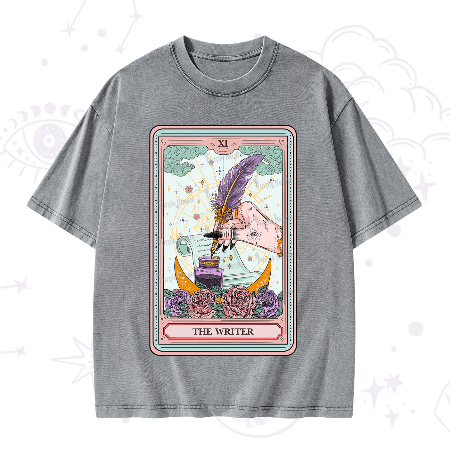 Purplehecate The Writer Tarot Washed T-Shirt