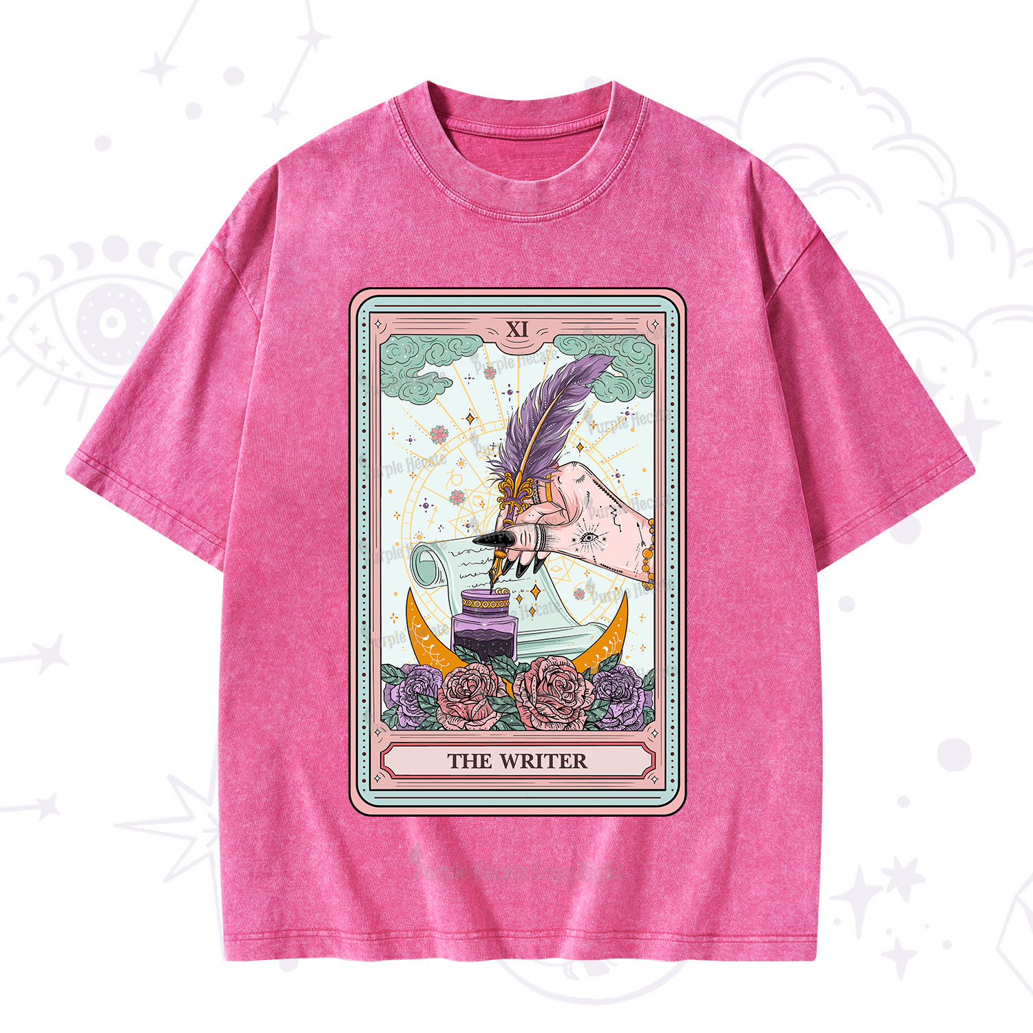 Purplehecate The Writer Tarot Washed T-Shirt