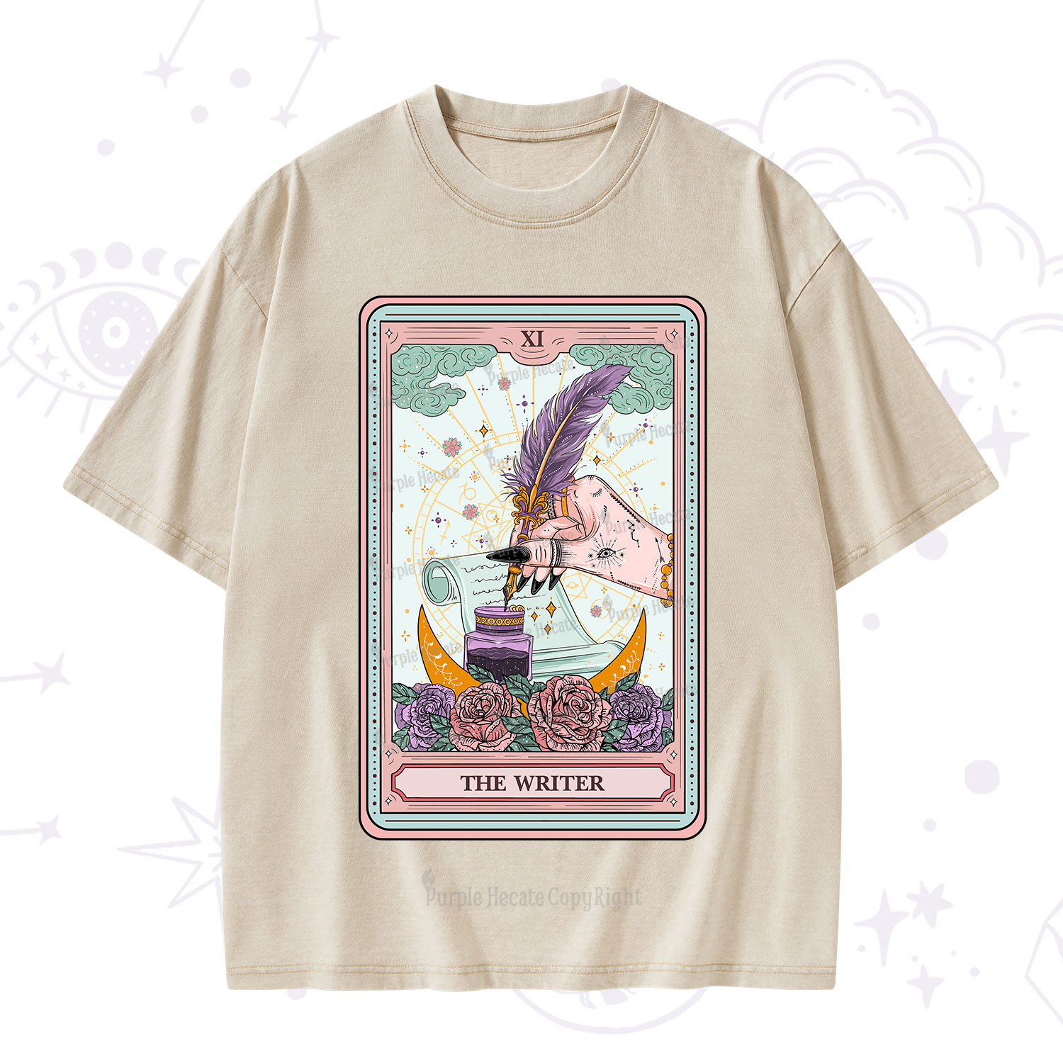 Purplehecate The Writer Tarot Washed T-Shirt
