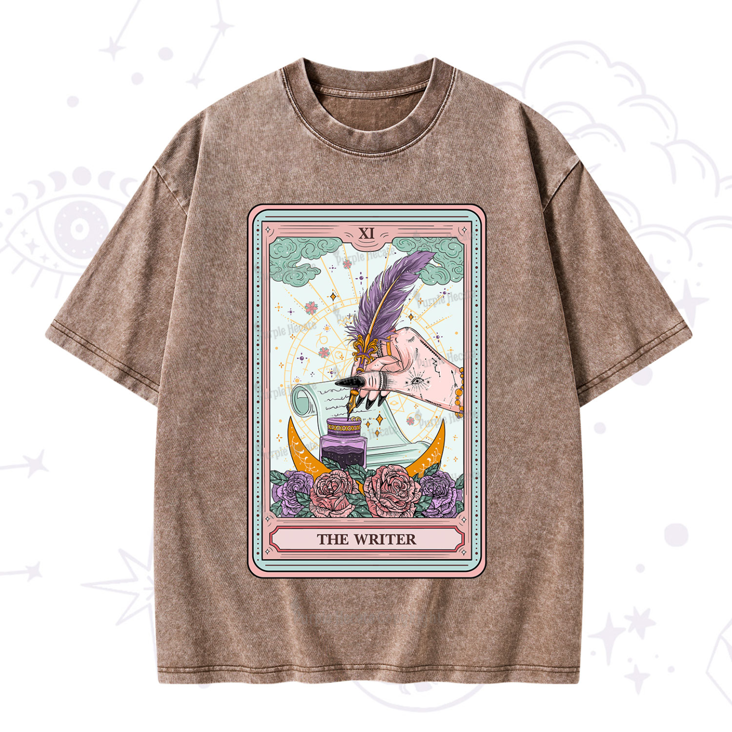 Purplehecate The Writer Tarot Washed T-Shirt
