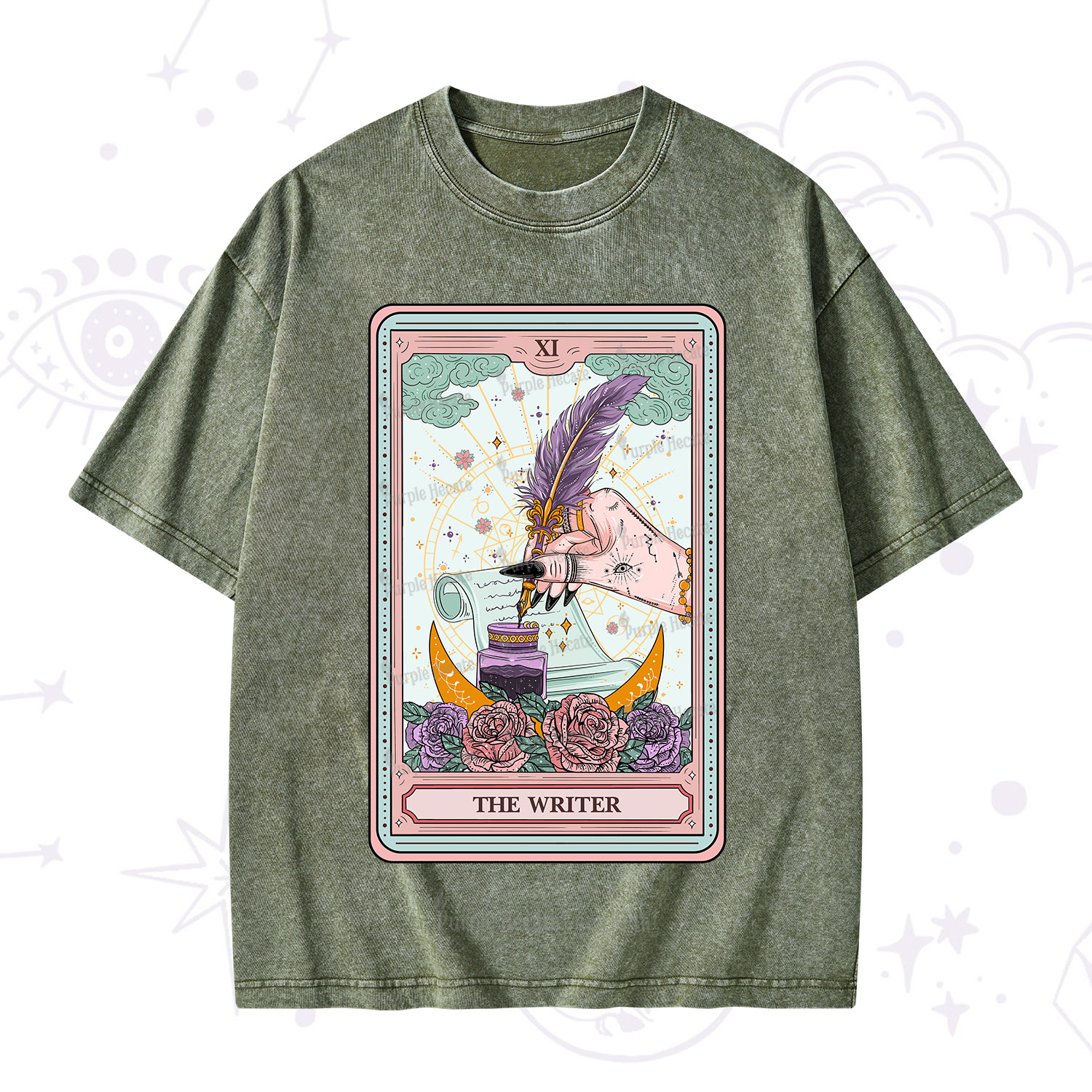 Purplehecate The Writer Tarot Washed T-Shirt