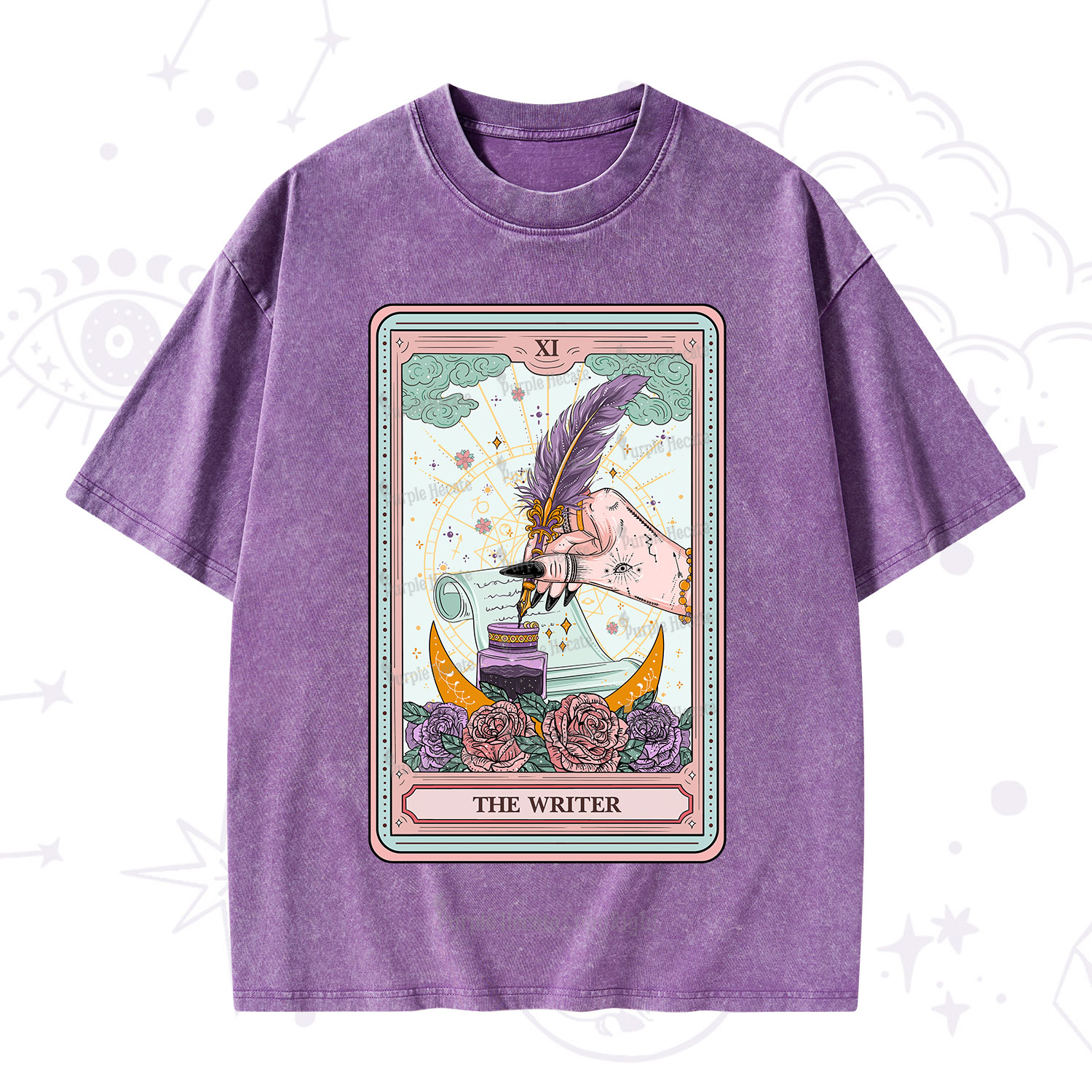 Purplehecate The Writer Tarot Washed T-Shirt