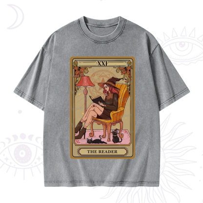 Purplehecate The Reader-Cat Mom Tarot Washed T-Shirt