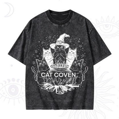 Purplehecate Witchy Cat Coven Washed T-Shirt