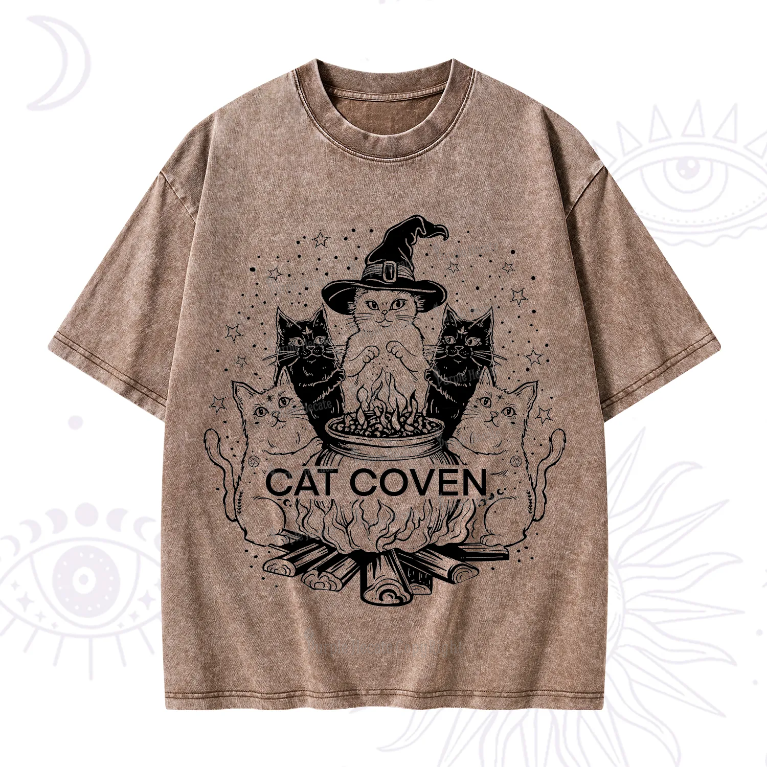 Purplehecate Witchy Cat Coven Washed T-Shirt