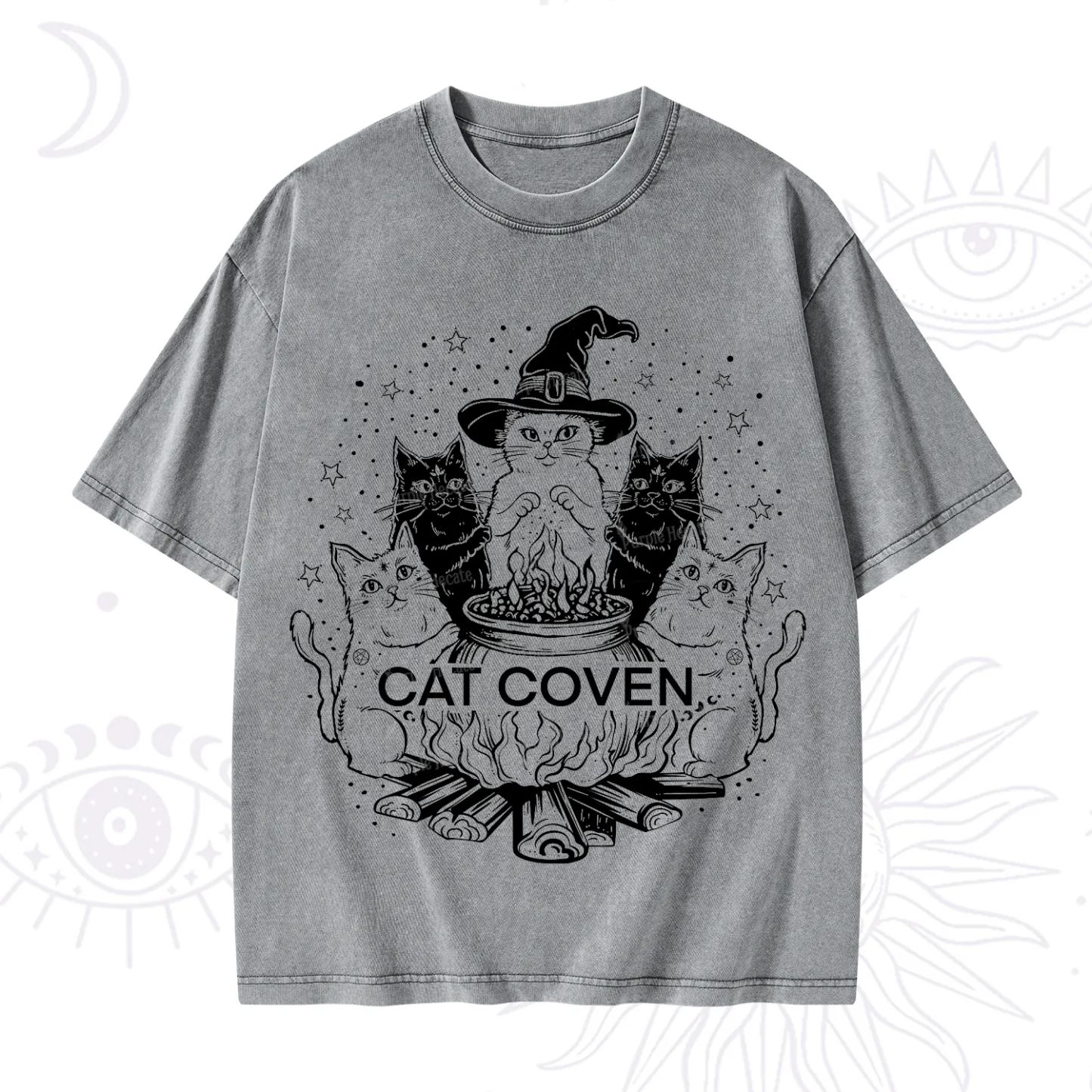 Purplehecate Witchy Cat Coven Washed T-Shirt