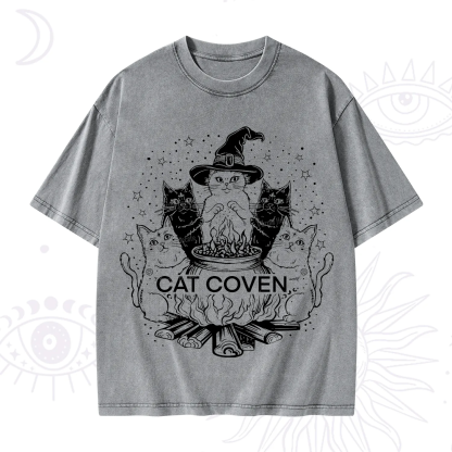 Purplehecate Witchy Cat Coven Washed T-Shirt