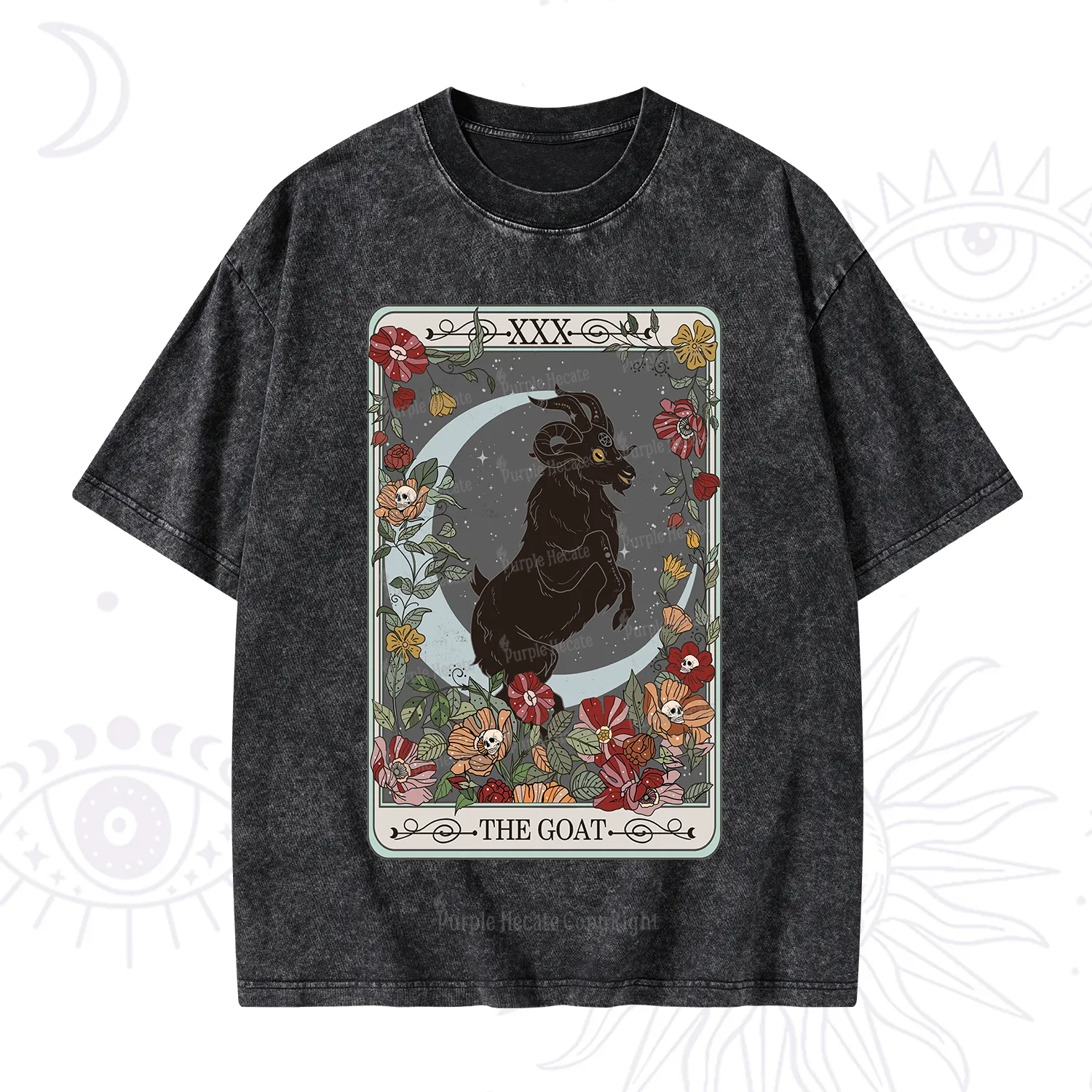 Purplehecate The Goat Tarot Card Washed T-Shirt