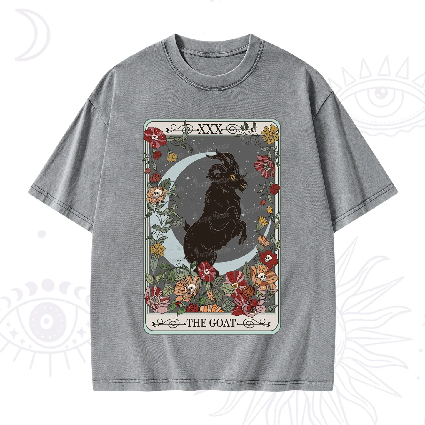 Purplehecate The Goat Tarot Card Washed T-Shirt