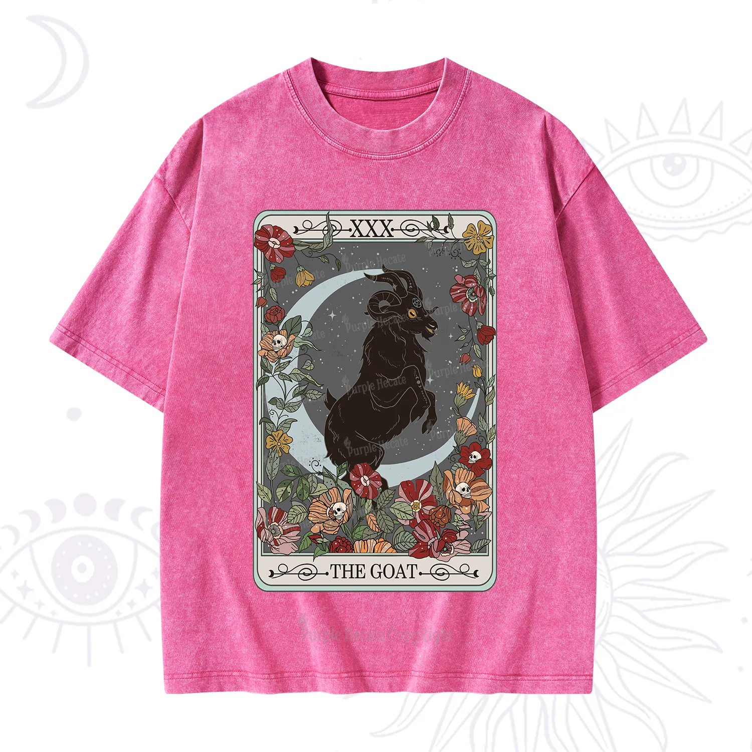 Purplehecate The Goat Tarot Card Washed T-Shirt