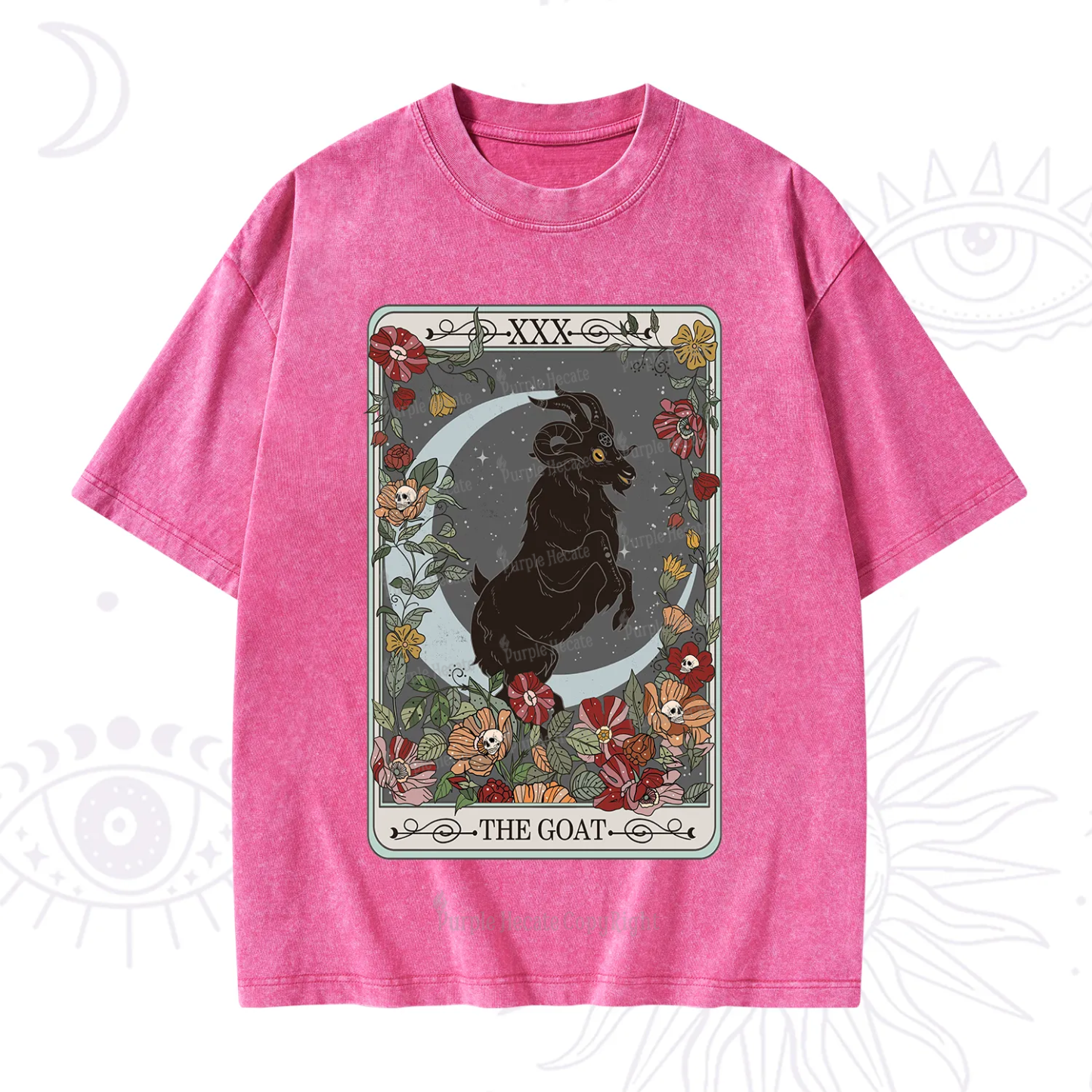 Purplehecate The Goat Tarot Card Washed T-Shirt