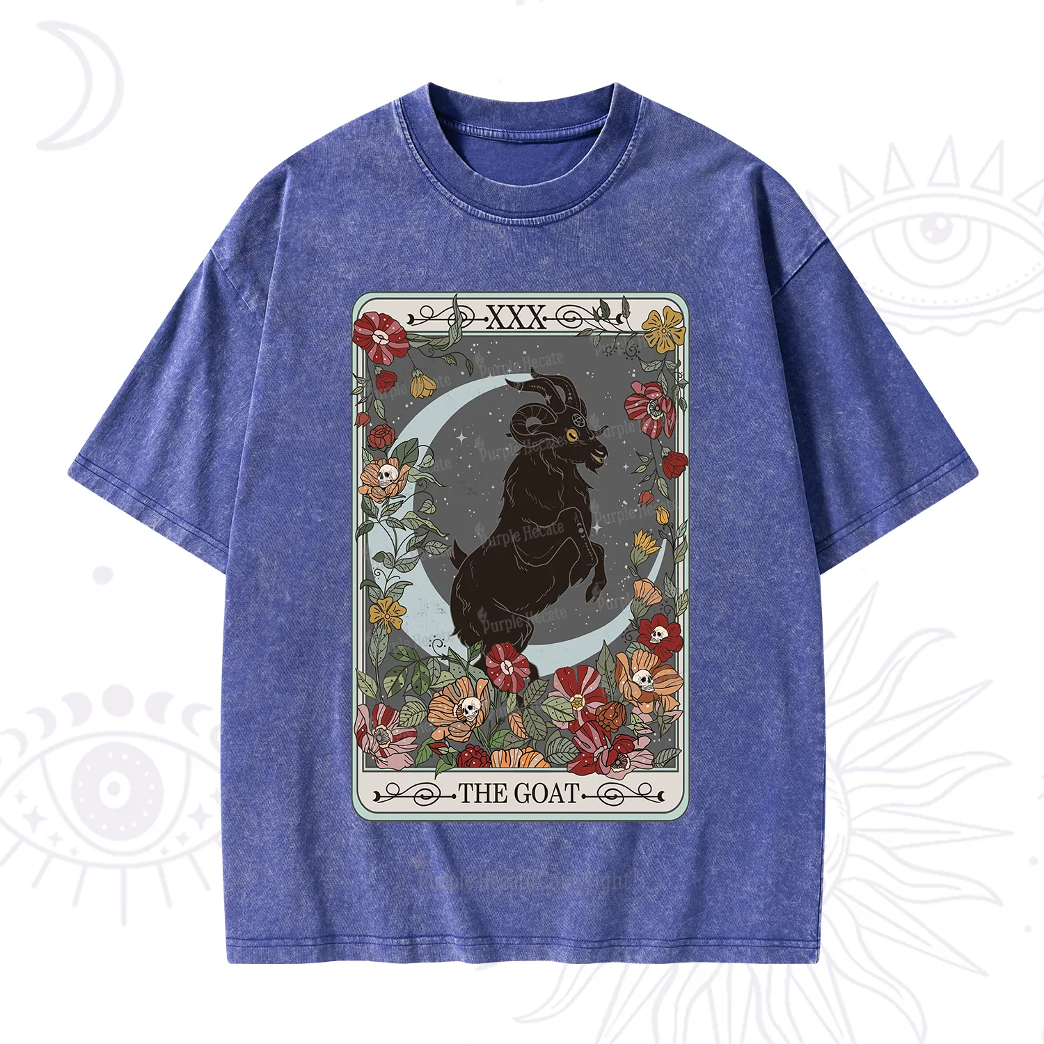 Purplehecate The Goat Tarot Card Washed T-Shirt