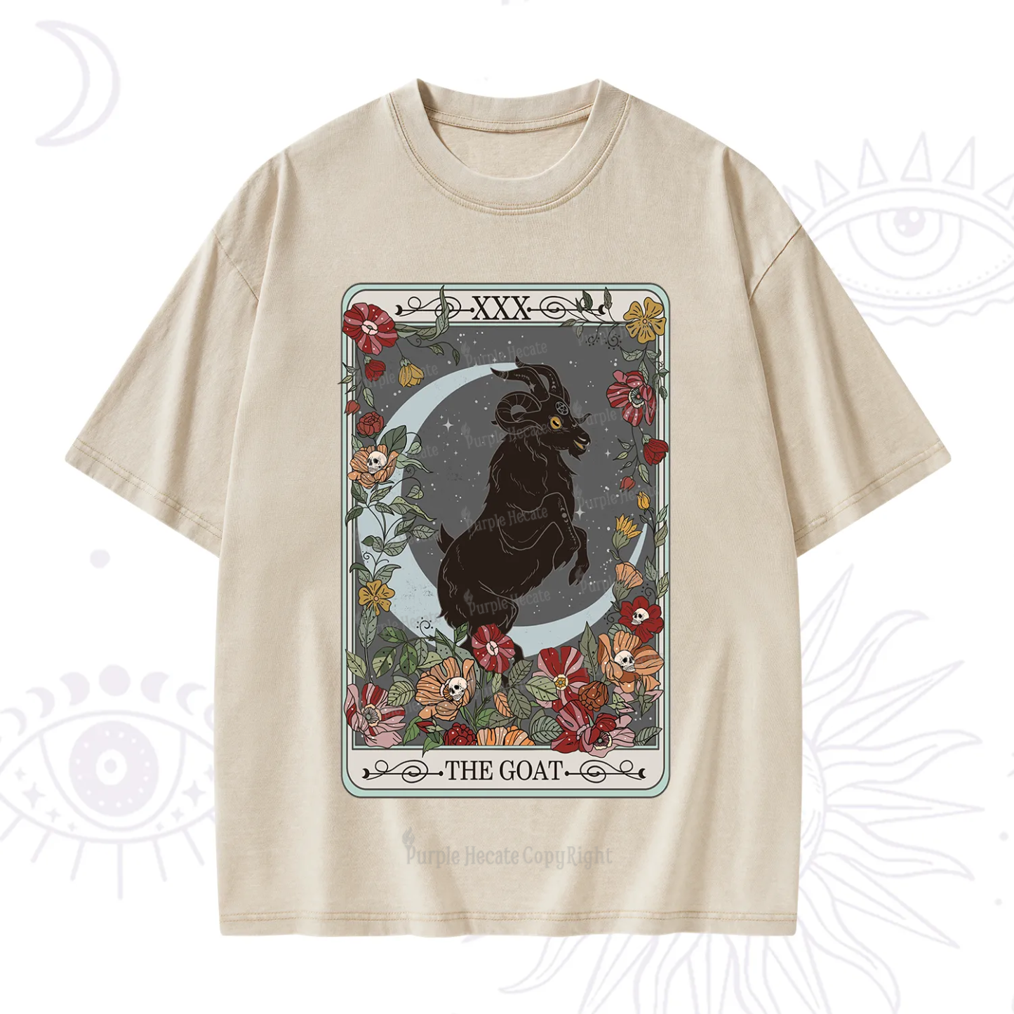 Purplehecate The Goat Tarot Card Washed T-Shirt
