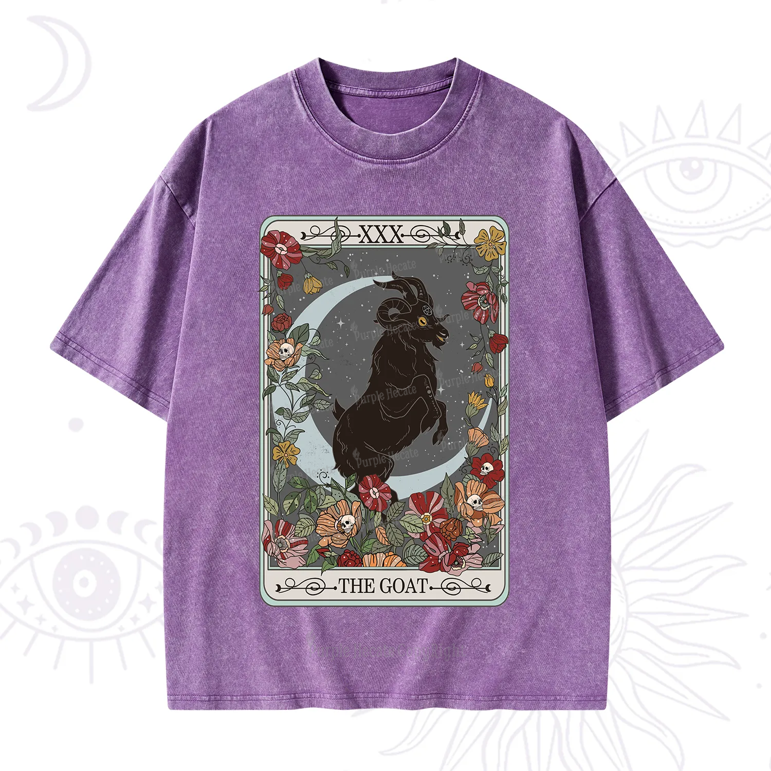 Purplehecate The Goat Tarot Card Washed T-Shirt