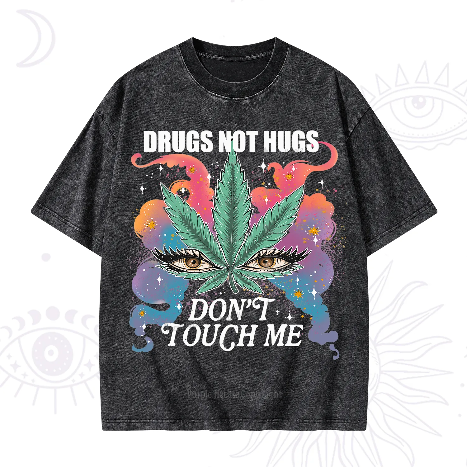 Purplehecate Drugs Not Hugs Washed T-Shirt