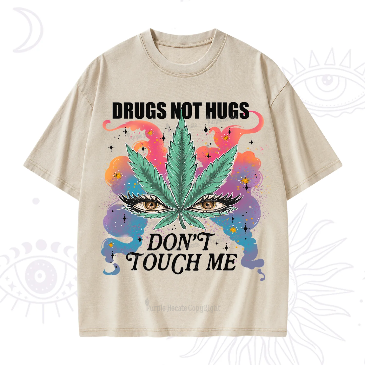 Purplehecate Drugs Not Hugs Washed T-Shirt