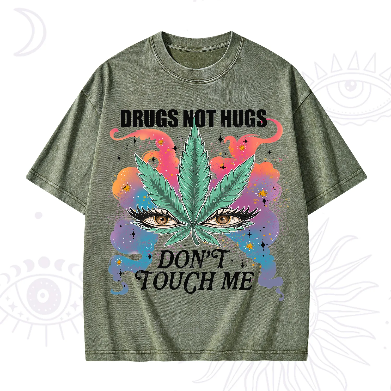 Purplehecate Drugs Not Hugs Washed T-Shirt
