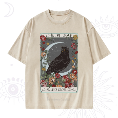 Purplehecate The Crow Tarot Card Washed T-Shirt