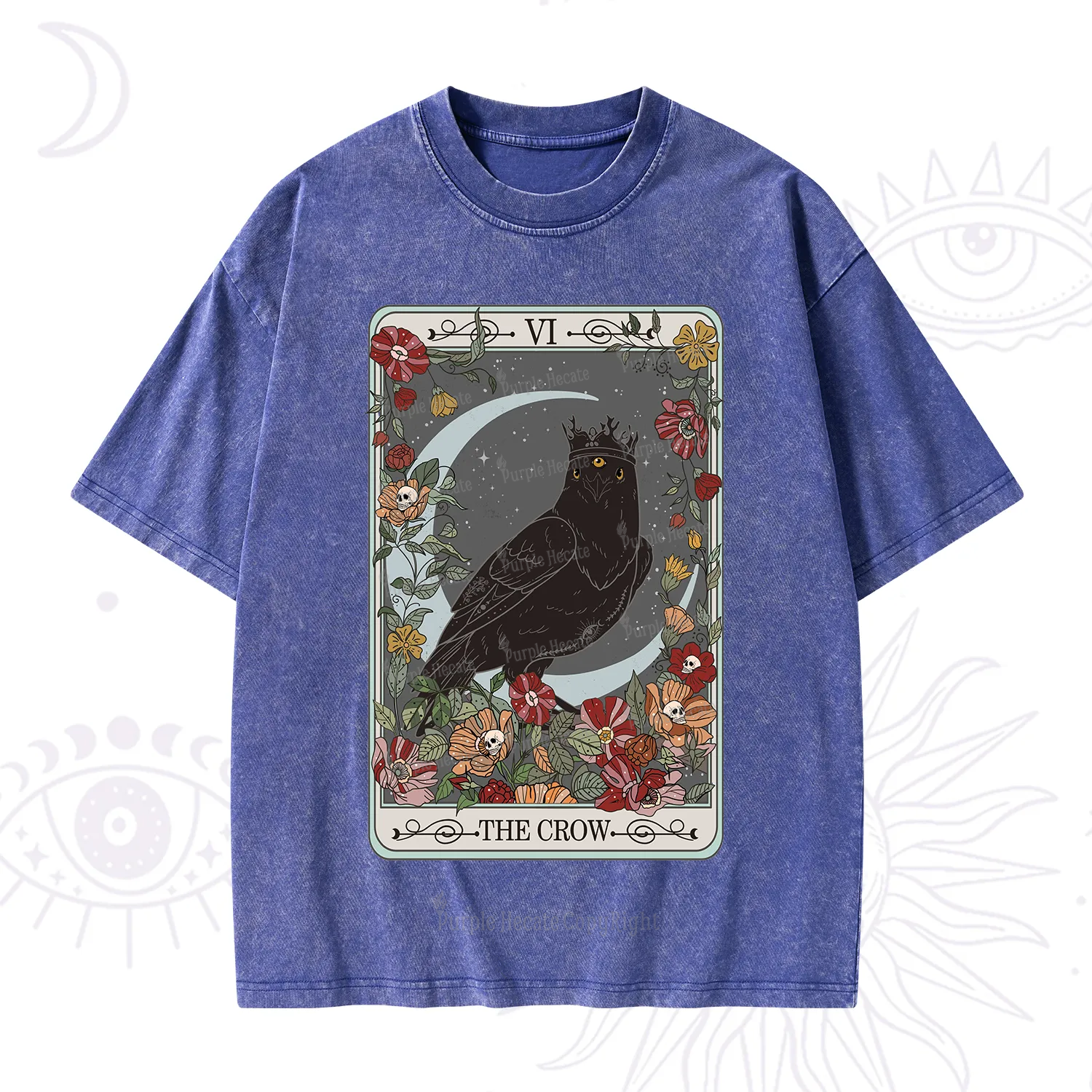 Purplehecate The Crow Tarot Card Washed T-Shirt