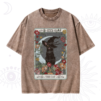 Purplehecate The Cat Tarot Card Washed T-Shirt