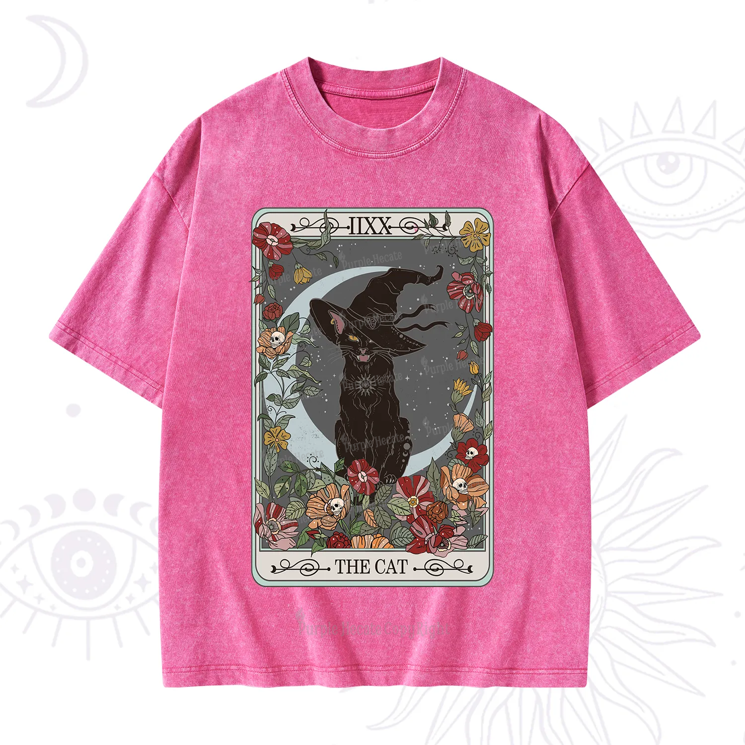 Purplehecate The Cat Tarot Card Washed T-Shirt