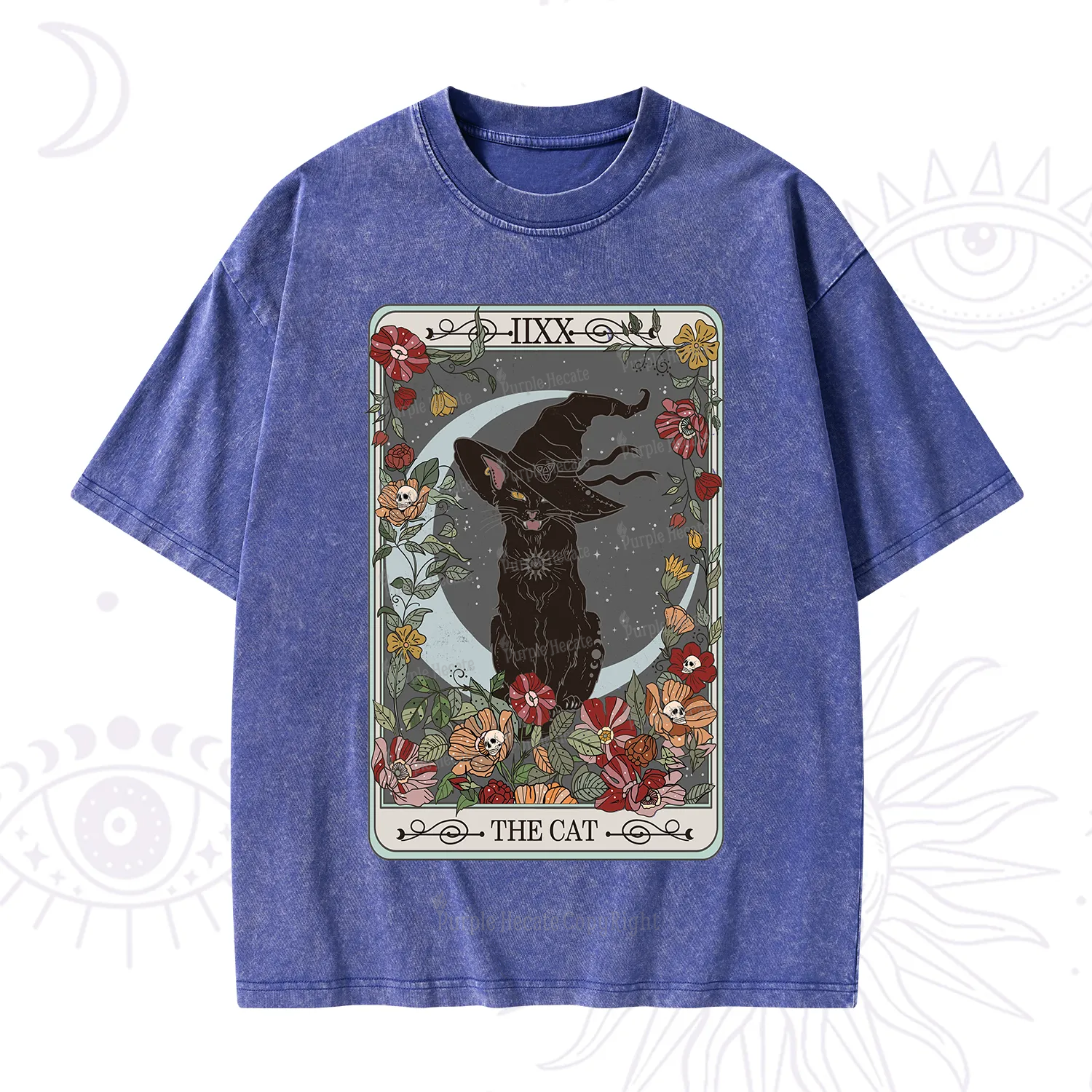 Purplehecate The Cat Tarot Card Washed T-Shirt