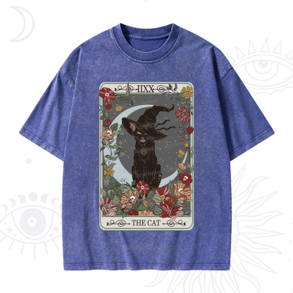 Purplehecate The Cat Tarot Card Washed T-Shirt