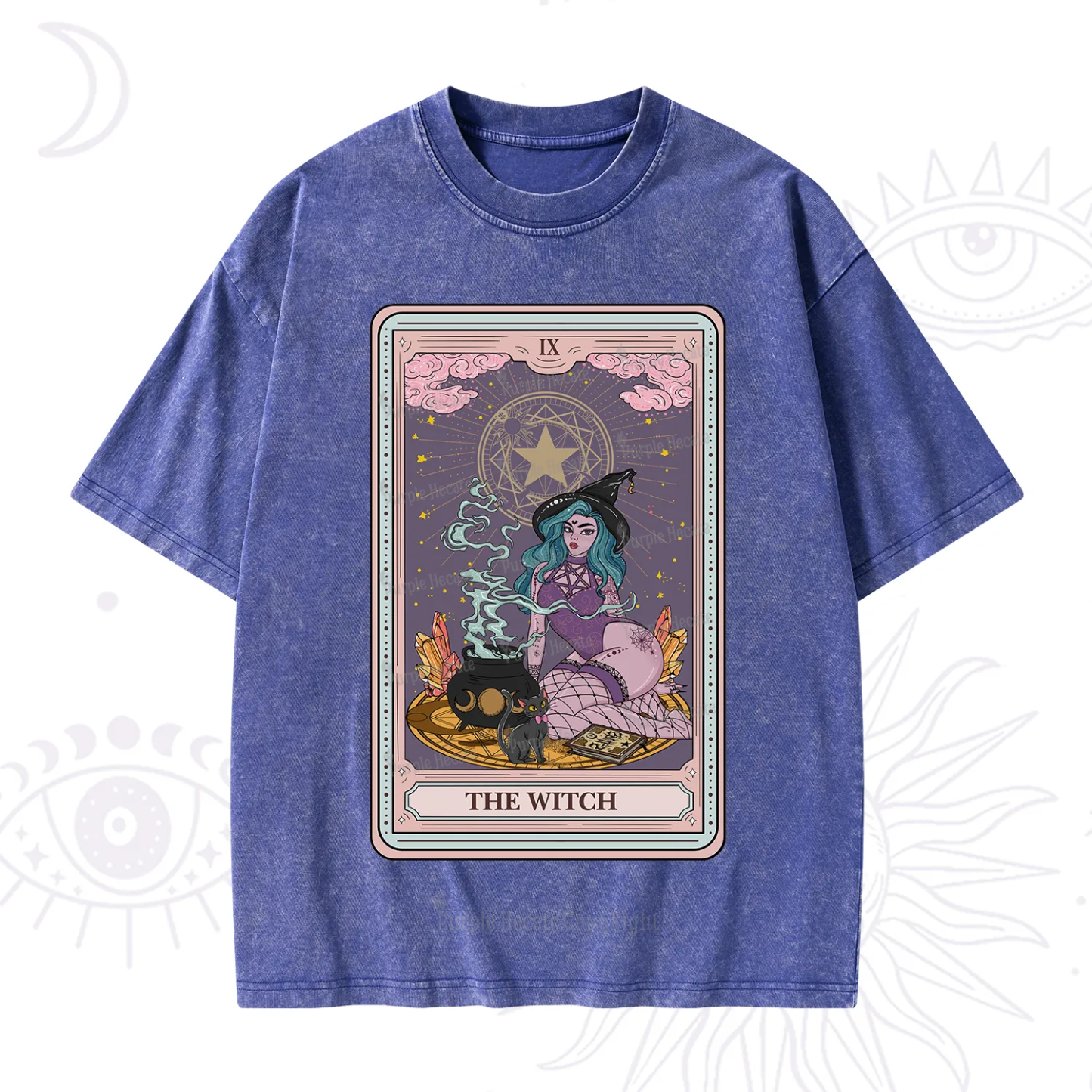 Purplehecate The Alchemy Witch Tarot Card Washed T-Shirt