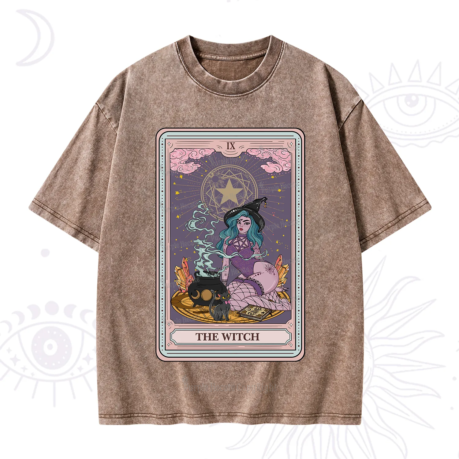 Purplehecate The Alchemy Witch Tarot Card Washed T-Shirt