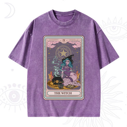 Purplehecate The Alchemy Witch Tarot Card Washed T-Shirt