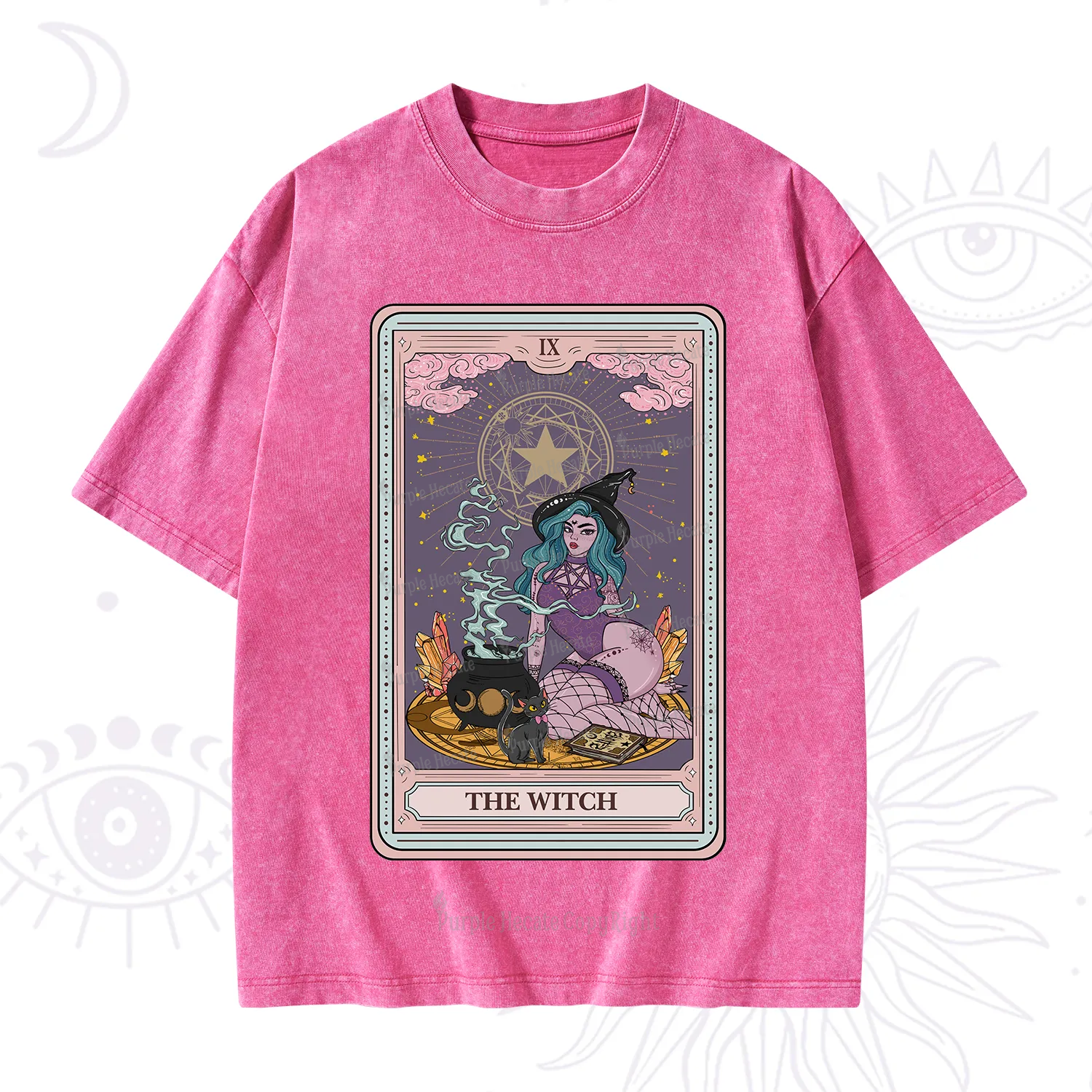 Purplehecate The Alchemy Witch Tarot Card Washed T-Shirt