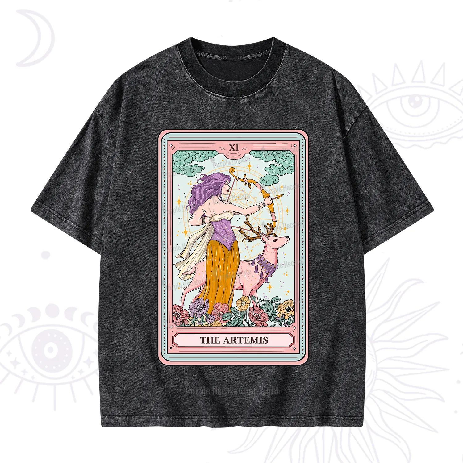 Purplehecate The Artemis Tarot Card Washed T-Shirt