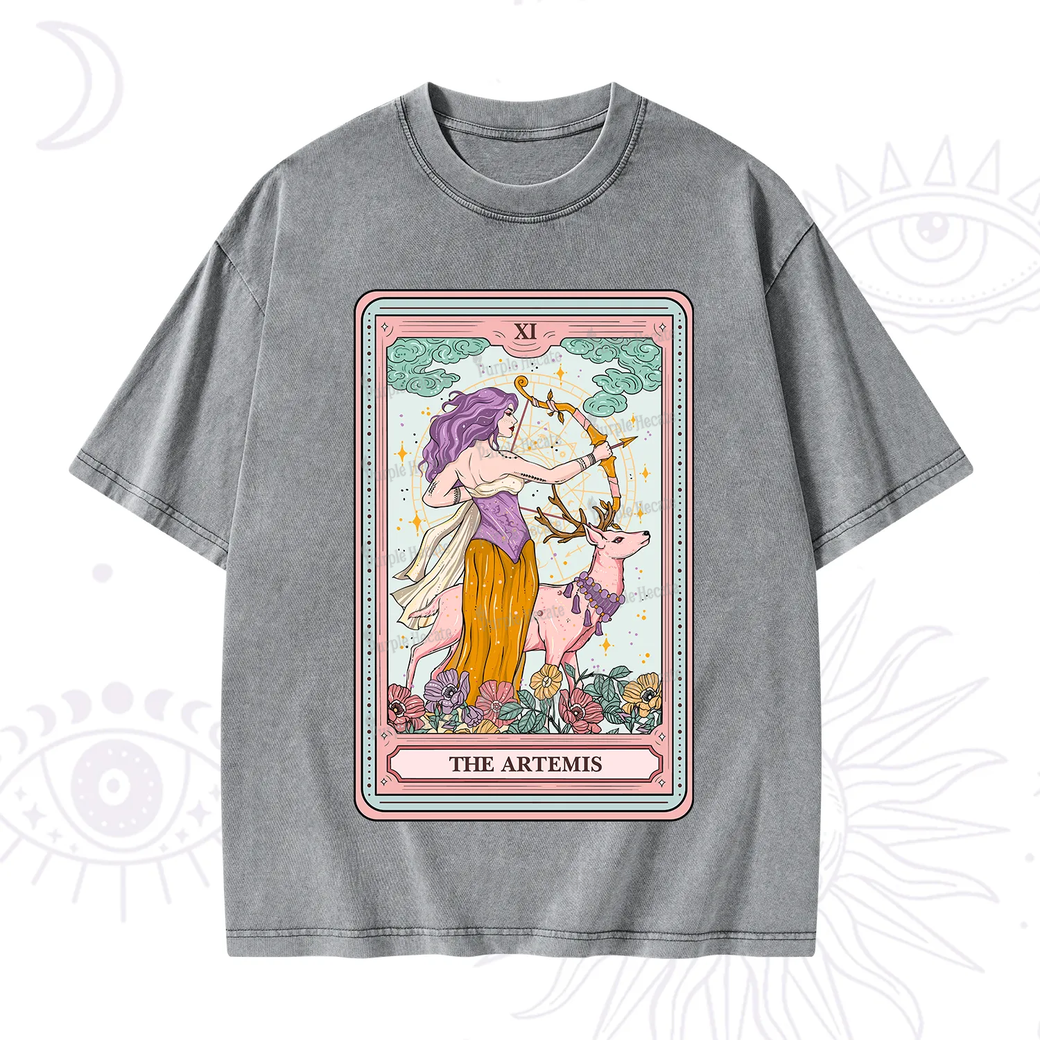 Purplehecate The Artemis Tarot Card Washed T-Shirt