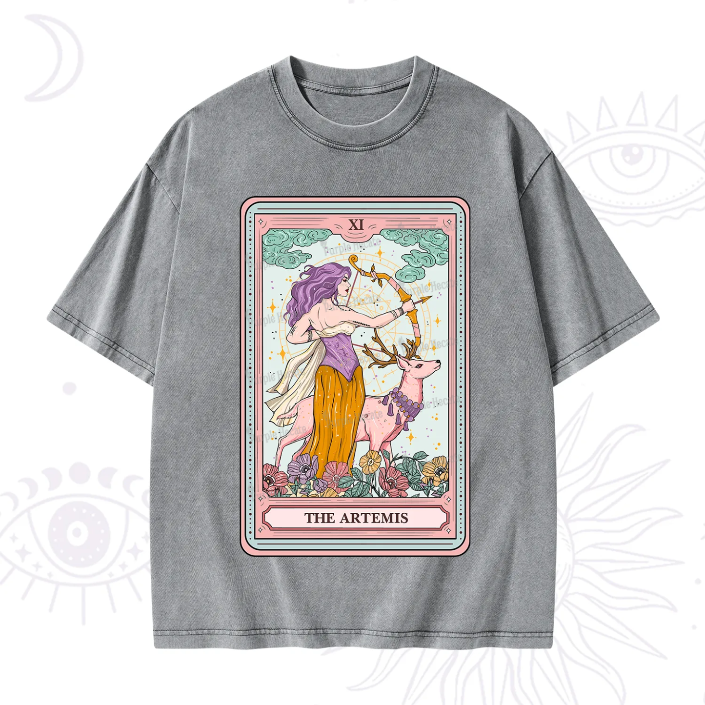 Purplehecate The Artemis Tarot Card Washed T-Shirt