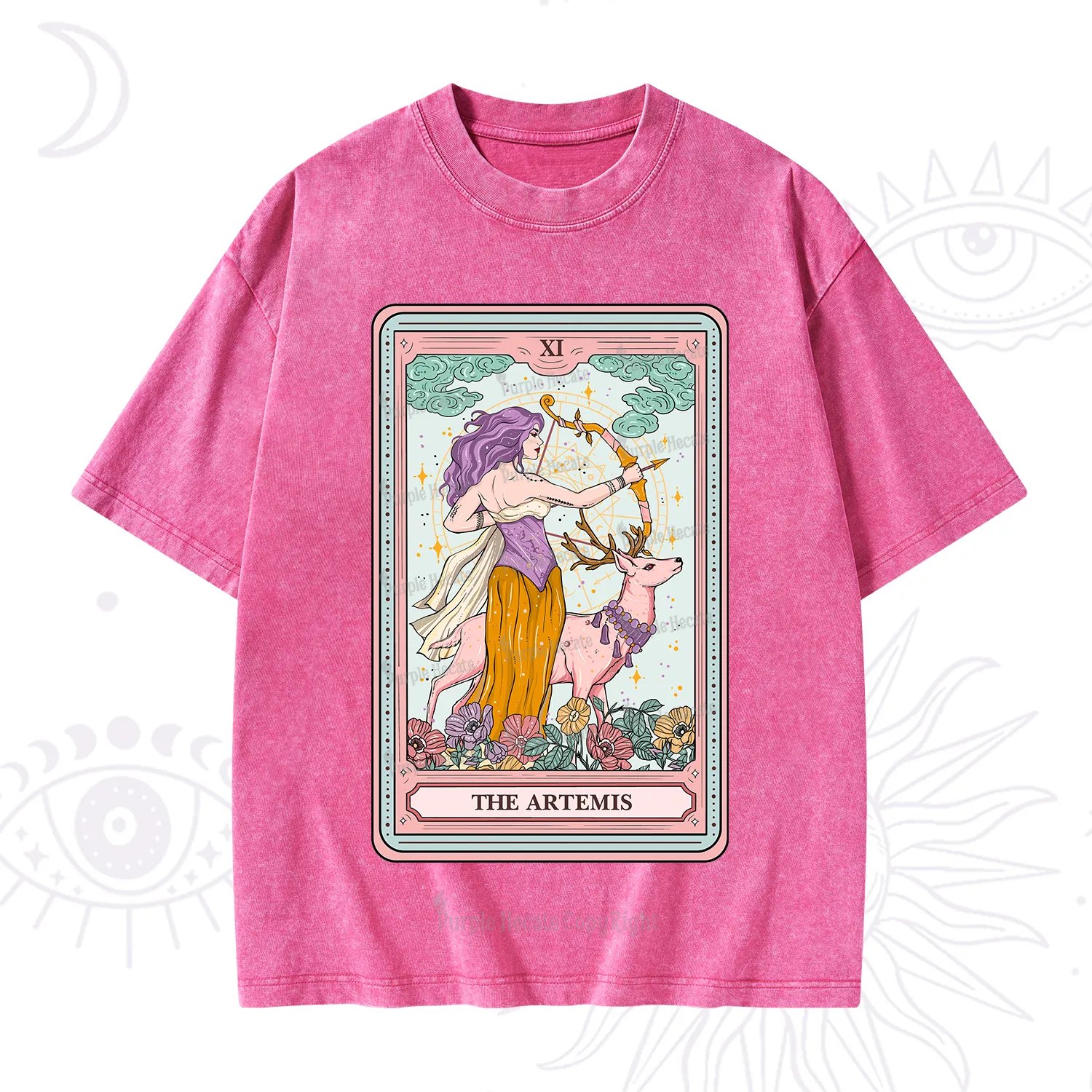 Purplehecate The Artemis Tarot Card Washed T-Shirt
