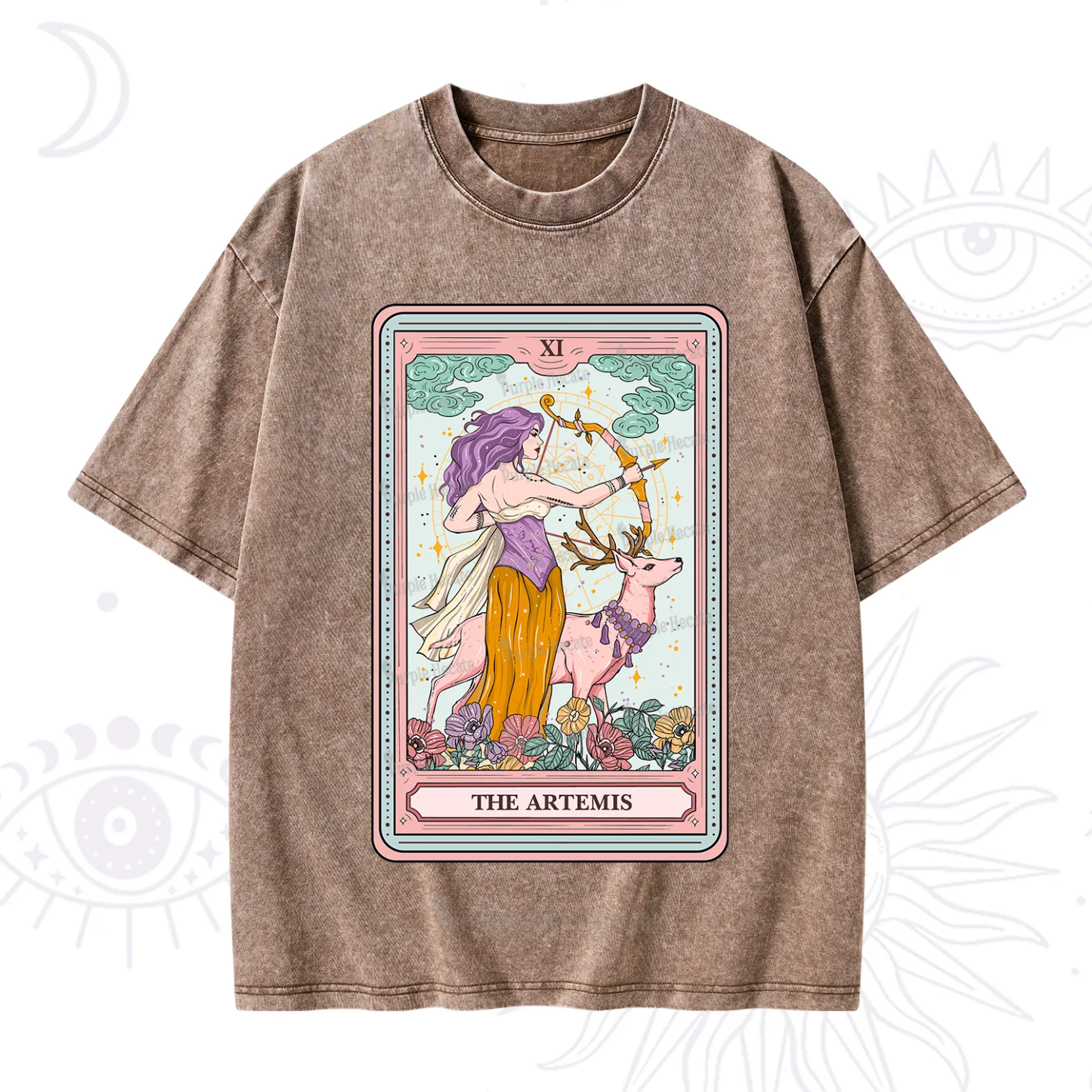Purplehecate The Artemis Tarot Card Washed T-Shirt